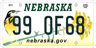 NE license plate 99OF68