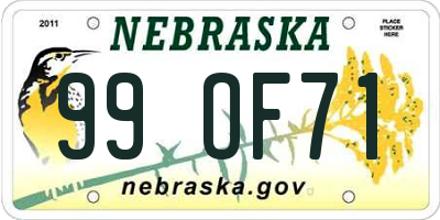 NE license plate 99OF71