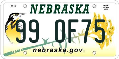 NE license plate 99OF75