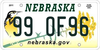 NE license plate 99OF96