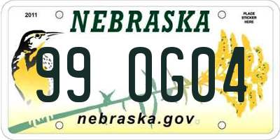 NE license plate 99OG04