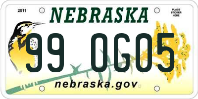 NE license plate 99OG05