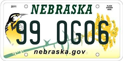 NE license plate 99OG06