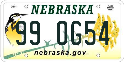 NE license plate 99OG54