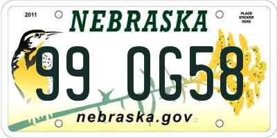 NE license plate 99OG58