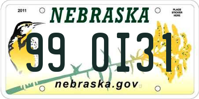 NE license plate 99OI31