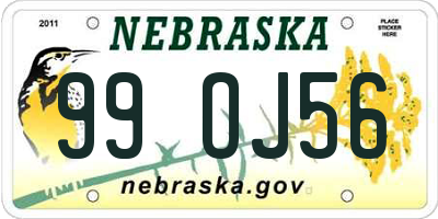 NE license plate 99OJ56