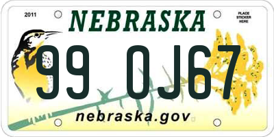 NE license plate 99OJ67