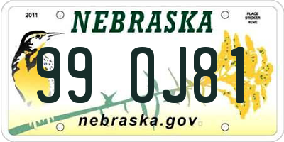 NE license plate 99OJ81
