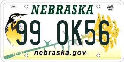 NE license plate 99OK56