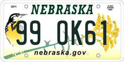 NE license plate 99OK61