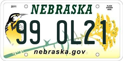 NE license plate 99OL21