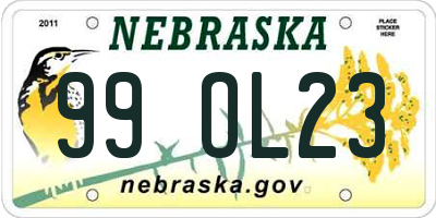 NE license plate 99OL23