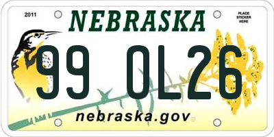 NE license plate 99OL26