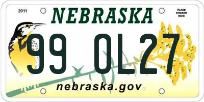 NE license plate 99OL27