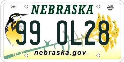 NE license plate 99OL28