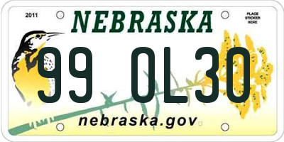 NE license plate 99OL30