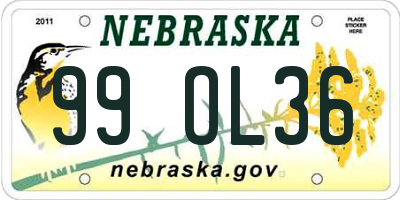 NE license plate 99OL36