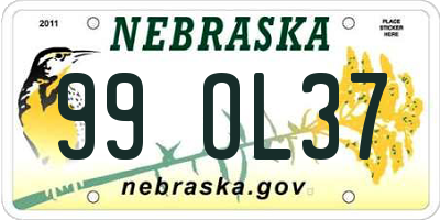 NE license plate 99OL37