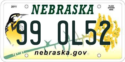 NE license plate 99OL52