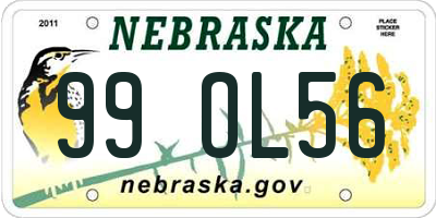 NE license plate 99OL56