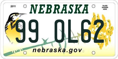 NE license plate 99OL62