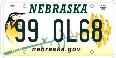 NE license plate 99OL68