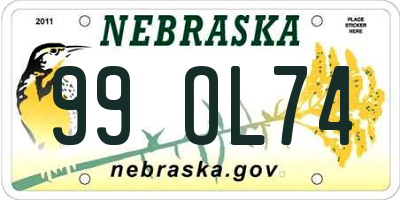 NE license plate 99OL74