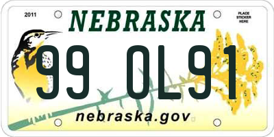 NE license plate 99OL91