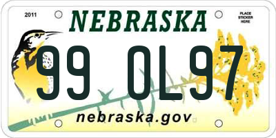 NE license plate 99OL97