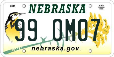 NE license plate 99OM07