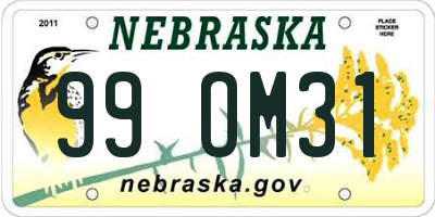 NE license plate 99OM31