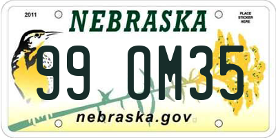 NE license plate 99OM35