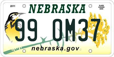 NE license plate 99OM37