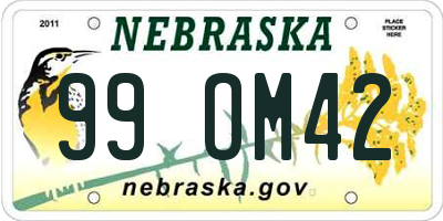 NE license plate 99OM42