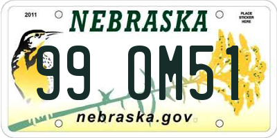 NE license plate 99OM51