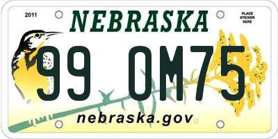 NE license plate 99OM75