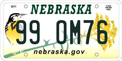 NE license plate 99OM76