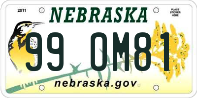 NE license plate 99OM81