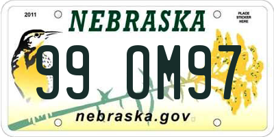 NE license plate 99OM97