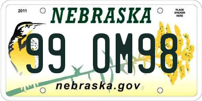 NE license plate 99OM98