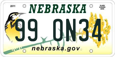 NE license plate 99ON34