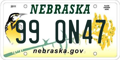 NE license plate 99ON47