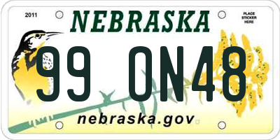 NE license plate 99ON48