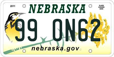 NE license plate 99ON62