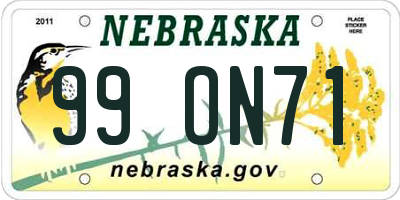 NE license plate 99ON71