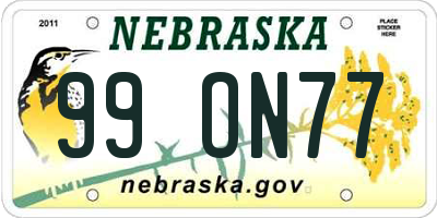 NE license plate 99ON77