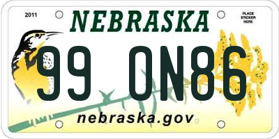 NE license plate 99ON86