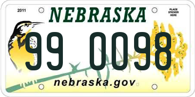 NE license plate 99OO98