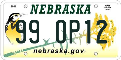 NE license plate 99OP12